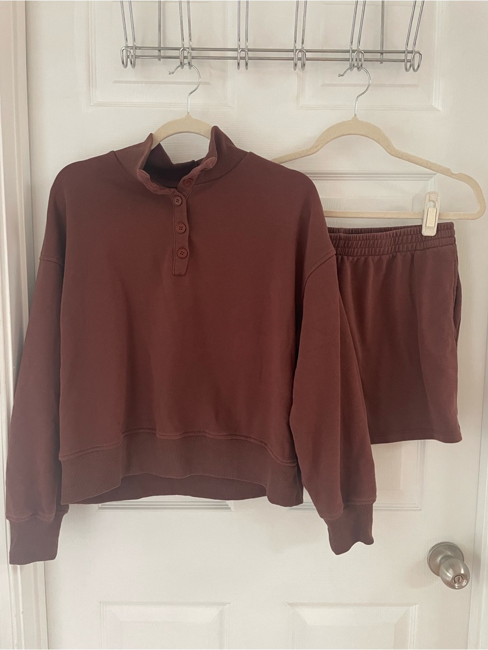 Cozy Brown Sweatshirt and Shorts Set